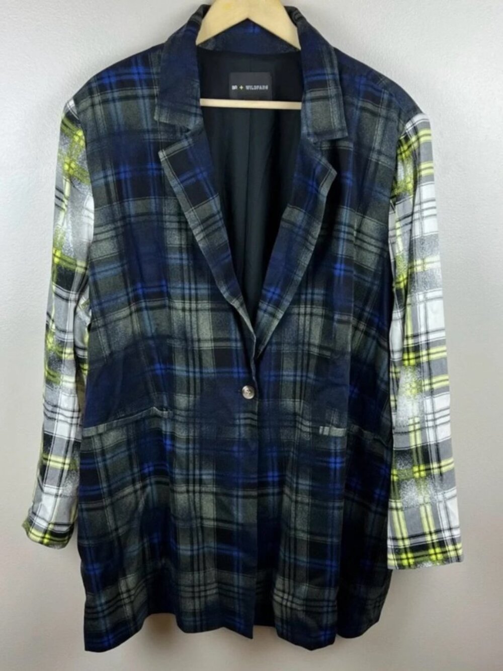BP. + WILDFANG Plaid Mixed Print One-Button Blazer | Nordstrom Exclusive